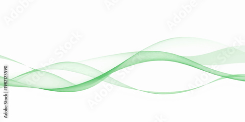 Abstract green wave background featuring a curved vector line design with light smoke patterns and a blue technology style element for a modern web banner backdrop
