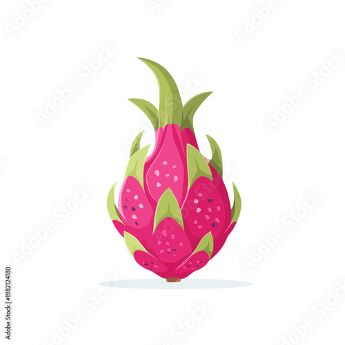 A vibrant pink dragonfruit isolated on a white background
