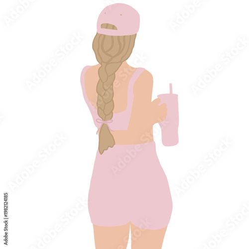 Activewear Girl With Tumbler illustration isolated on transparent background