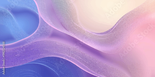 Soft silk fabric with smooth purple and blue waves creates a liquid satin texture design for an abstract light wallpaper backdrop