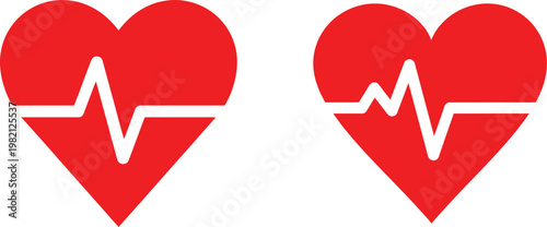 Heart Pulse EKG Icon Vector, Minimalist Healthcare Heartbeat Silhouette with Negative Space Design