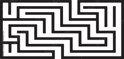 Black and white maze, geometric pattern, abstract design, vector illustration