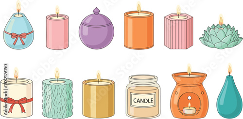 Decorative Candle Set with Various Shapes, Scents, and Colors for Home Decor, Relaxation, and Gift Ideas