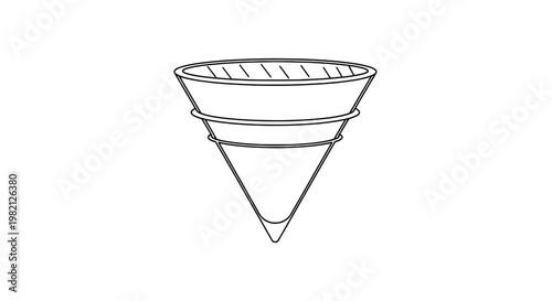 Funnel outline icon with stacked rim rings and clean linear contour, minimal monochrome graphic