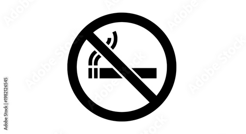 No smoking sign with cigarette icon inside prohibition symbol featuring health, warning, ban with graphic and