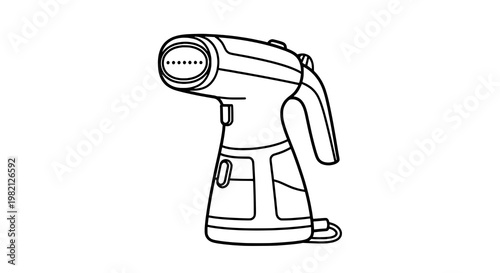 Hair dryer salon styling appliance outline icon with clean black line art and minimal detail featuring