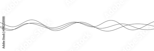 Thin line wavy abstract vector white background. Curve wave seamless pattern. Line art striped graphic template. Vector illustration. EPS 10 .