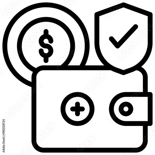 money cash payment method add secure protect trustsite simple line icon