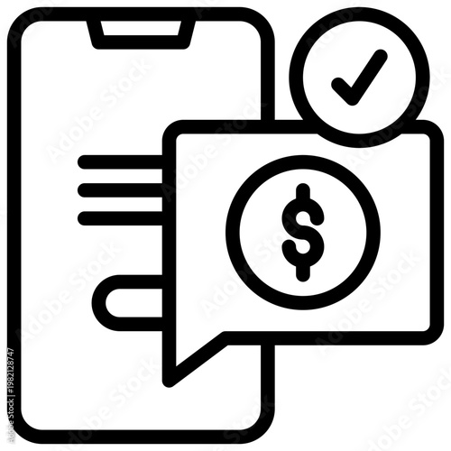 online payment method cash data recomend message simple line icon