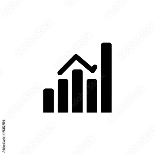 Bar Chart Icon with Downward Trend Arrow for Financial Decline, Economic Recession, Market Loss, Negative Business Growth Data