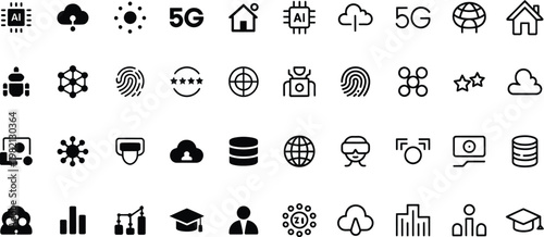 Set of modern technology and business icons for design and marketing materials Vector