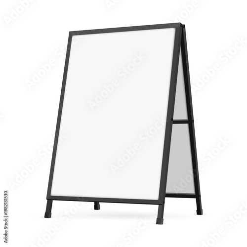Blank sandwich board mockup, isolated on white background. A-frame sidewalk sign for advertising, promotion and branding design. Vector illustration