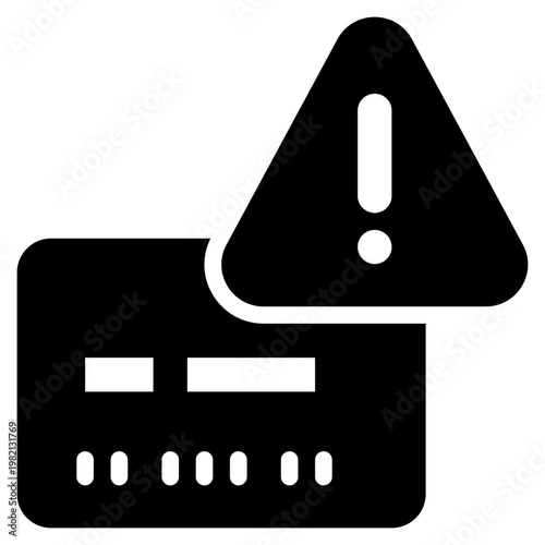 credit card payment method popup alert message solid glyph icon