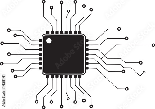 microchip processor silicon wafer semiconductor design illustration