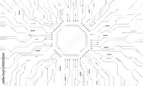 circuit processor layout with pcb traces and connector nodes vector