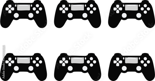 controller symmetrical arrangement of gamepads on white surface