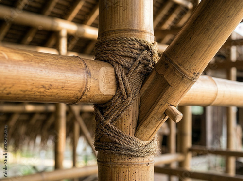 Traditional Bamboo Joinery with Rope Lashing – Sustainable Architectural Detail