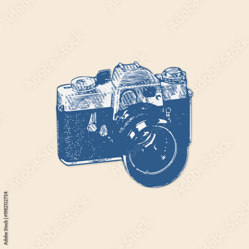 Analog film photgraphy camera icon clipart retro logo vintage illustration design vector element-09
