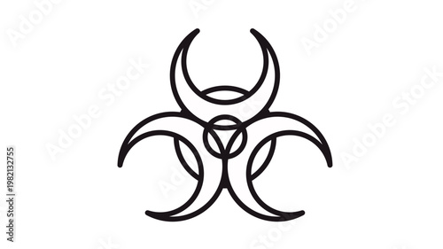 Black biohazard symbol vector icon illustration. Minimalist biological hazard warning sign for medical, scientific, and safety concepts. Scalable black silhouette on white background.