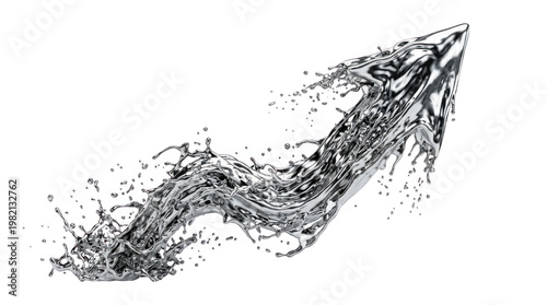 Dynamic Silver Arrow of Water Symbolizing Growth and Progress in Business and Finance Concepts