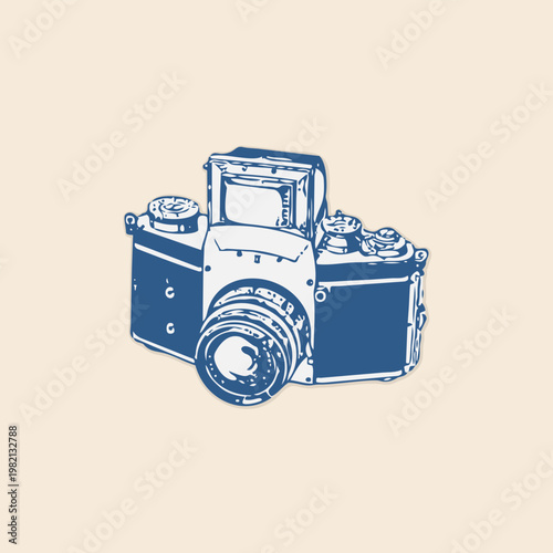 Analog film photgraphy camera icon clipart retro logo vintage illustration design vector element-10