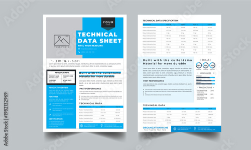 Technical Data Sheet. Product Data Sheet Flyer Template. Product Catalog Two Page Design Layout