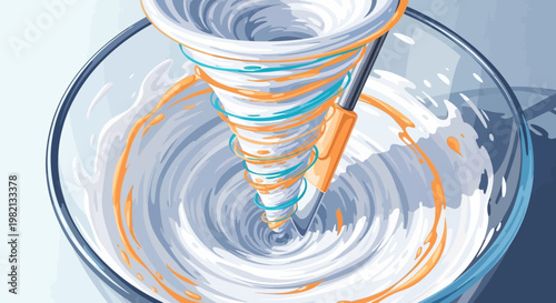 A swirling mix of paint colors creates a mesmerizing effect in a bowl.