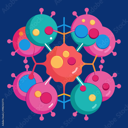 Abstract Biological Cell Network Illustration