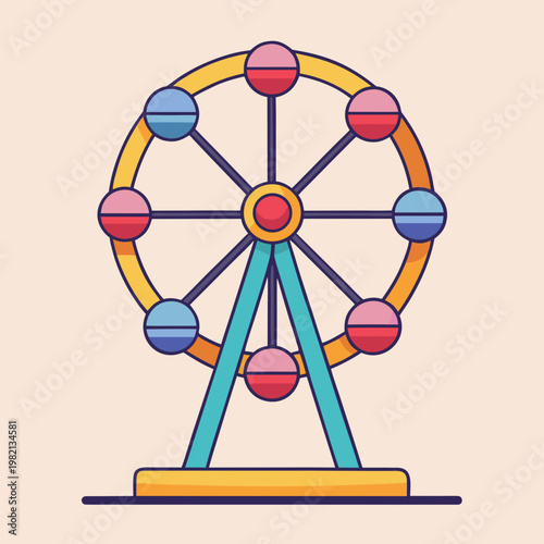 Colorful Ferris Wheel Amusement Park Ride Illustration