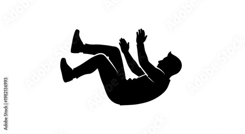 Silhouette of Person Falling Down, Accident and Danger Concept on isolated white background.
