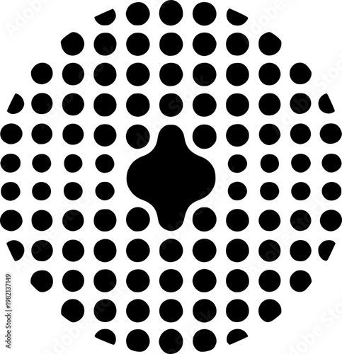 Geometric Pattern: An intriguing close-up of a circular pattern formed by a multitude of black dots, creating a mesmerizing visual display.