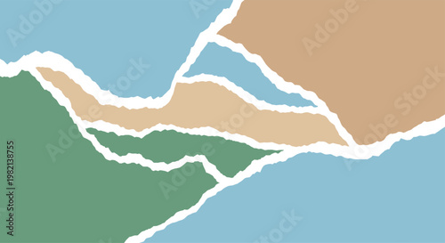 Abstract Torn Paper Vector Illustration: Set of Ripped Paper Scraps with Deckle Edges, Minimalist Organic Geometric Shapes for Modern Collage, Scrapbooking, Branding, and Creative Graphic Design