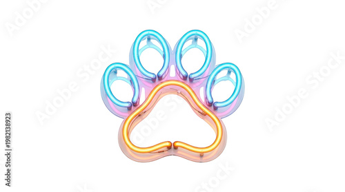 Colorful and Playful Paw Print Shape with Neon Glow for Creative Designs and Projects