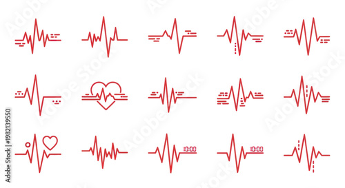 Collection of various ECG heartbeat tracings.