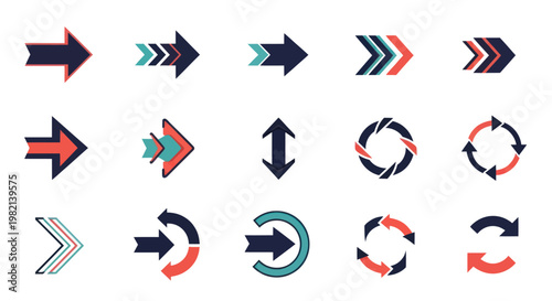 Colorful Arrow Icons Pointing Directions.