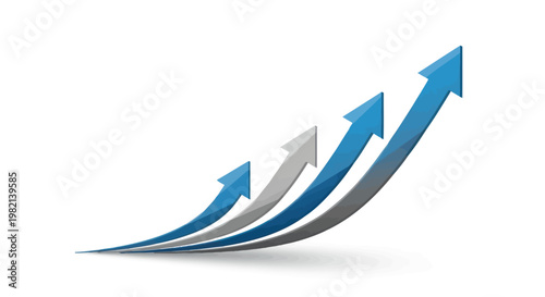 Arrows pointing upwards in blue and grey.