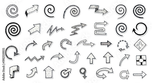 Set of hand-drawn doodle arrows and directional elements.