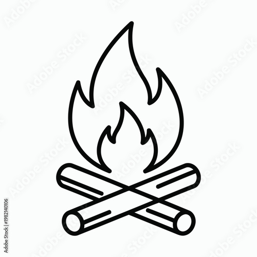 icon of campfire with flames and logs