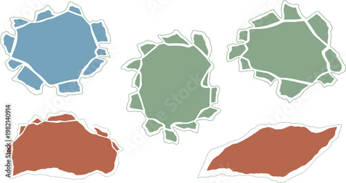 Abstract Torn Paper Vector Illustration: Set of Ripped Paper Scraps with Deckle Edges, Minimalist Organic Geometric Shapes for Modern Collage, Scrapbooking, Branding, and Creative Graphic Design