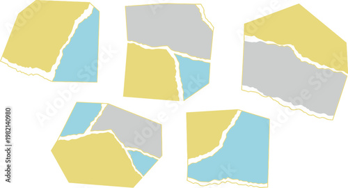 Abstract Torn Paper Vector Illustration: Set of Ripped Paper Scraps with Deckle Edges, Minimalist Organic Geometric Shapes for Modern Collage, Scrapbooking, Branding, and Creative Graphic Design