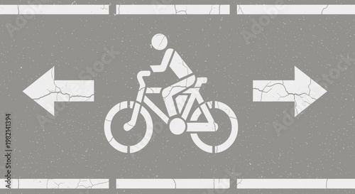 Bicycle Lane on Asphalt Road with Cyclist Symbol and Right Turn Arrow Markings