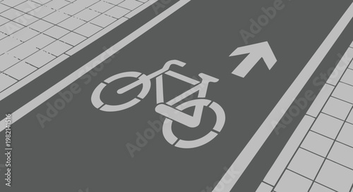 Bicycle Lane Sign Painted on an Asphalt Road Surface