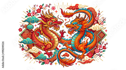 Vibrant Dragon Design With Scales.