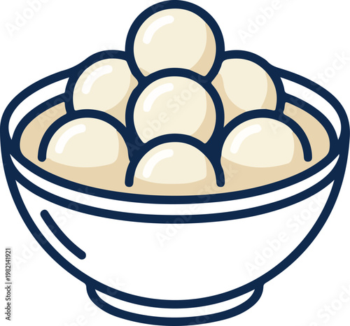 Foto Traditional Indian Rasgulla Dessert in Bowl Icon
