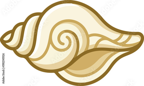 Simple Cartoon Conch Shell Icon Design