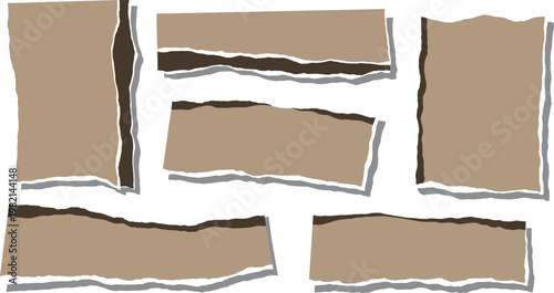 Abstract Torn Paper Vector Illustration: Set of Ripped Paper Scraps with Deckle Edges, Minimalist Organic Geometric Shapes for Modern Collage, Scrapbooking, Branding, and Creative Graphic Design
