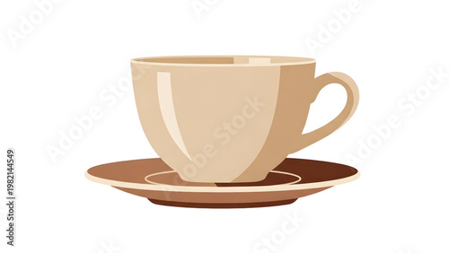 Brown coffee cup on saucer isolated on white background