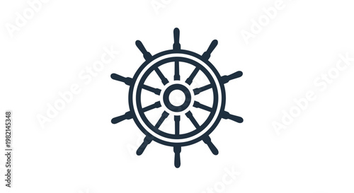 Ships Wheel Steering Wheel Nautical Helm Icon.