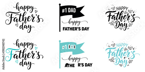 Happy father's day artistic calligraphy watercolor designs for celebrating dad