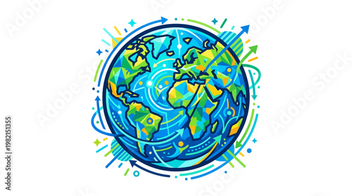 Vibrant illustration of the Earth globe.